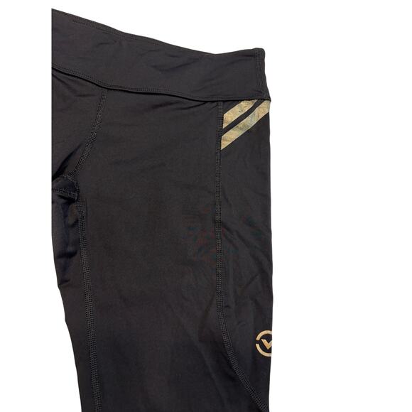 Virus Performance Compression Leggings Cropped Black Gold Womens Large Gym - Picture 7 of 16